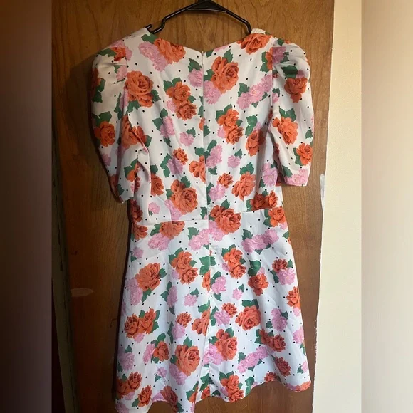 Zara floral puff sleeve floral dress with polka dots size M - Picture 3 of 3